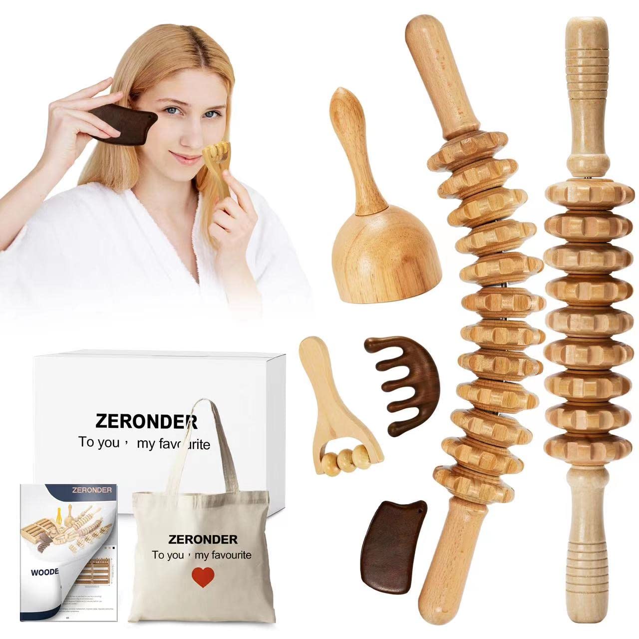 Buy 6 in 1 Professional Wood Therapy Massage Tools Maderoterapia Set, Lymphatic Drainage