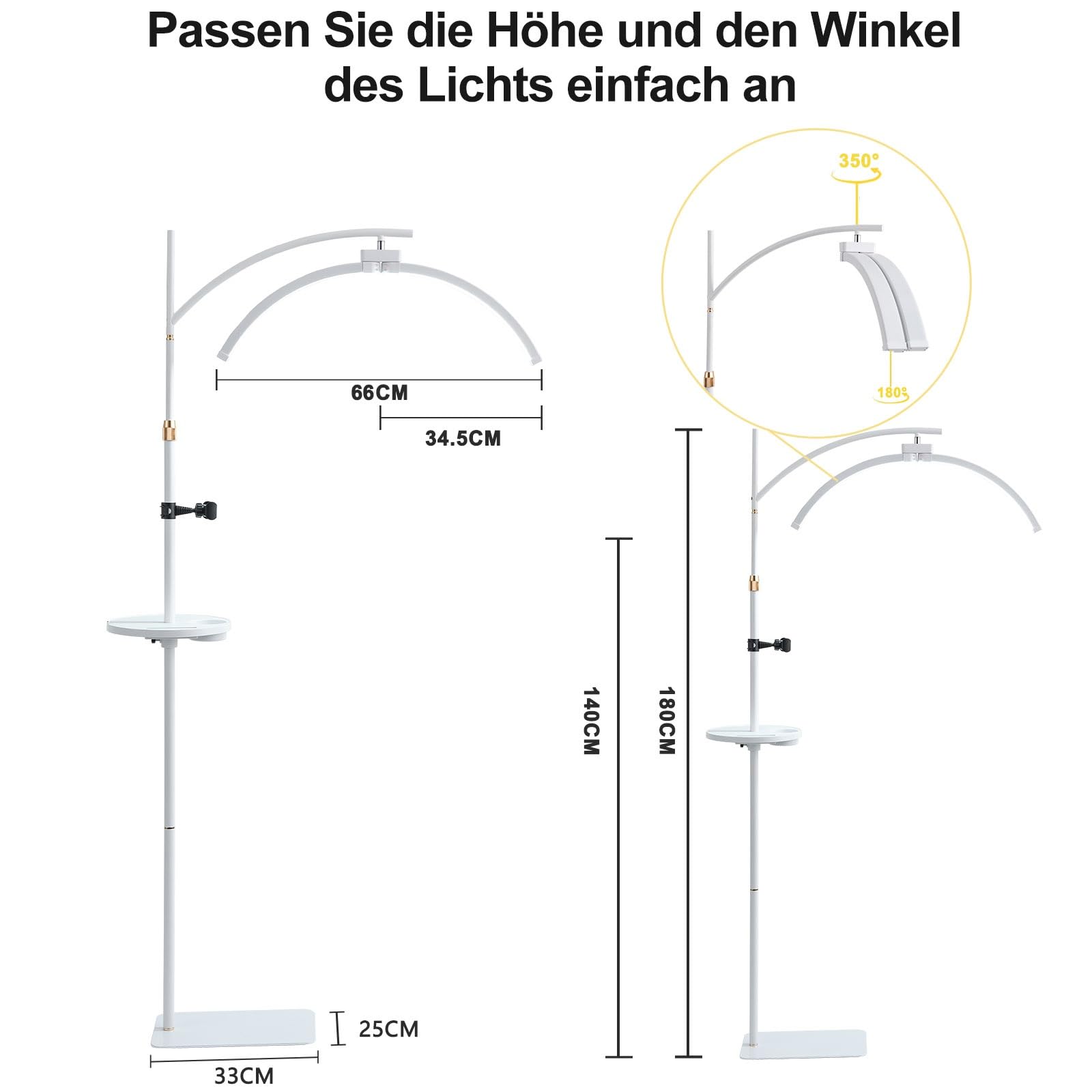 Cosmetische lamp met statief, 3000-6000K, dimbaar, led-videolicht met telefoonhouder, wimperverlenging, lamp, ledlicht, cosmetica, studio, verlichting voor wimpers, manicure, tatoeages, make-up, live