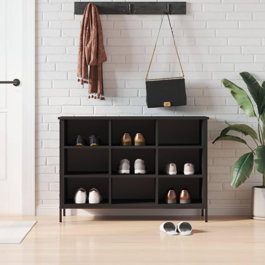 Regał na buty, czarny, 100 x 35 x 70 cm, materiał drewnopochodny, wytrzymała szafka na buty z 9 półkami do wejścia, uniwersalny organizer, stabilne przechowywanie butów
