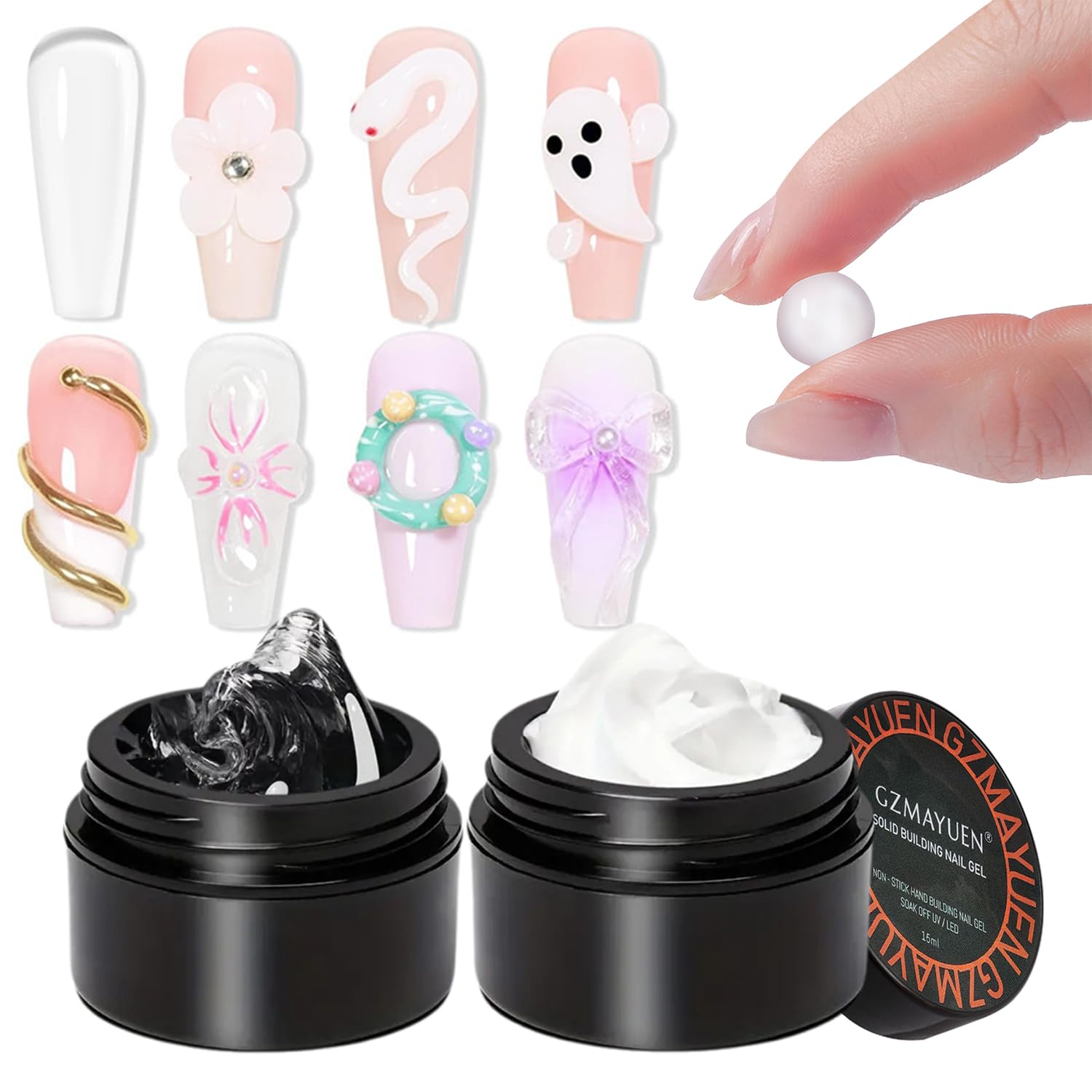 2 szt. Solid Sculpture Builder Gel 15ML przezroczysty biały żel do przedłużania paznokci