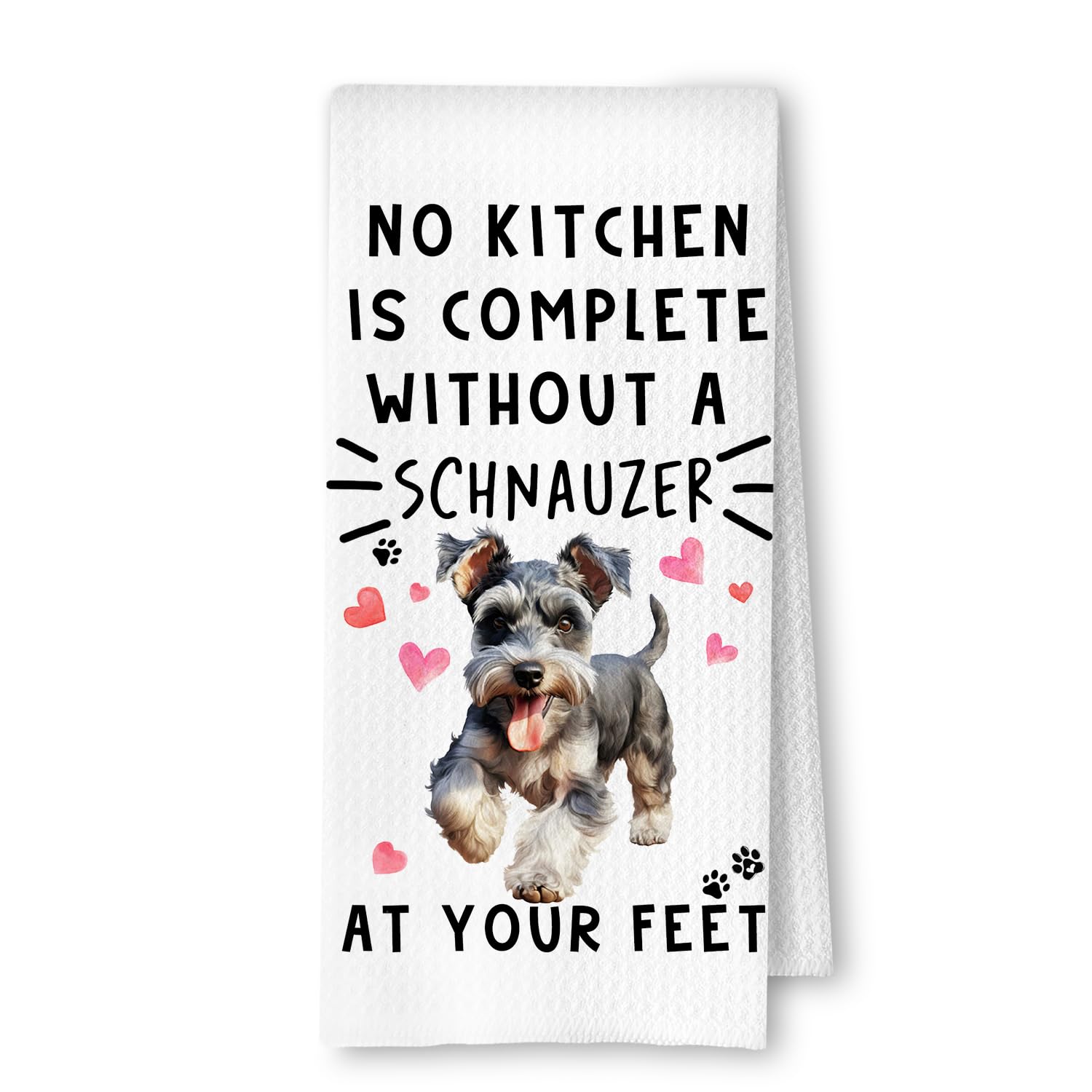 ArtisaEura Schnauzer Funny Dog Dish Towels - Schnauzer Waffle Weave Hand Towels for Women,A Kitchen is Not Complete Without A Schnauzer Dish Towel for