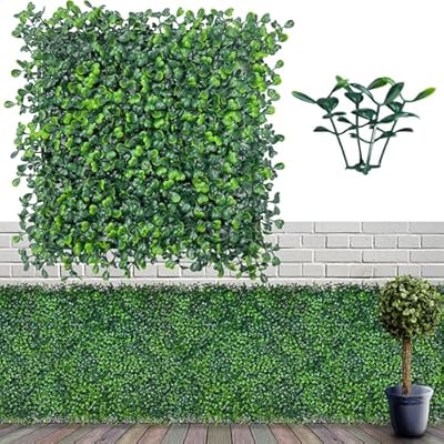 ODTORY Artificial Grass Wall Panel Backdrop,10" X 10" 12P(8.4 sqft) UV-Anti Greenery Boxwood Panels for Indoor Outdoor Green Wall Decor & Ivy Fence Covering Privacy
