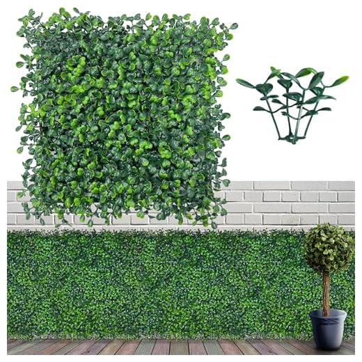 ODTORY Artificial Grass Wall Panel Backdrop,10 X 10 in 12P(8.4 sqft) UV-Anti Greenery Boxwood Panels for Indoor Outdoor Green Wall Decor & Ivy Fence Covering Privacy