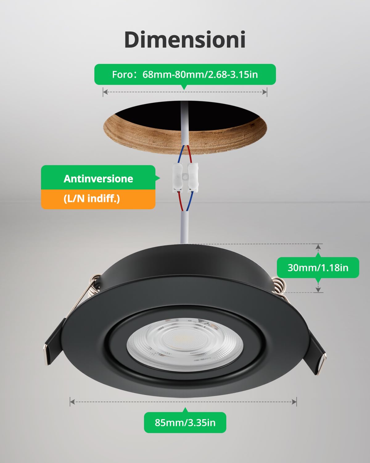 Bojim Faretti a LED da Incasso per Cartongesso 7W Foro 68mm - 80mm IP44 | Luce Calda / Naturale / Fredda, Dimmerabili Faretti LED Soffitto per Bagno Cucina Scale Salotto e Cameretta, 10 Pezzi