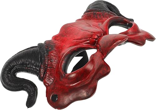 Miniatura 8 de STOBOK Máscara de diablo de Halloween, máscara de media cara de terror, cuerno aterrador, monstruo fantasma, cosplay para Halloween, disfraz de