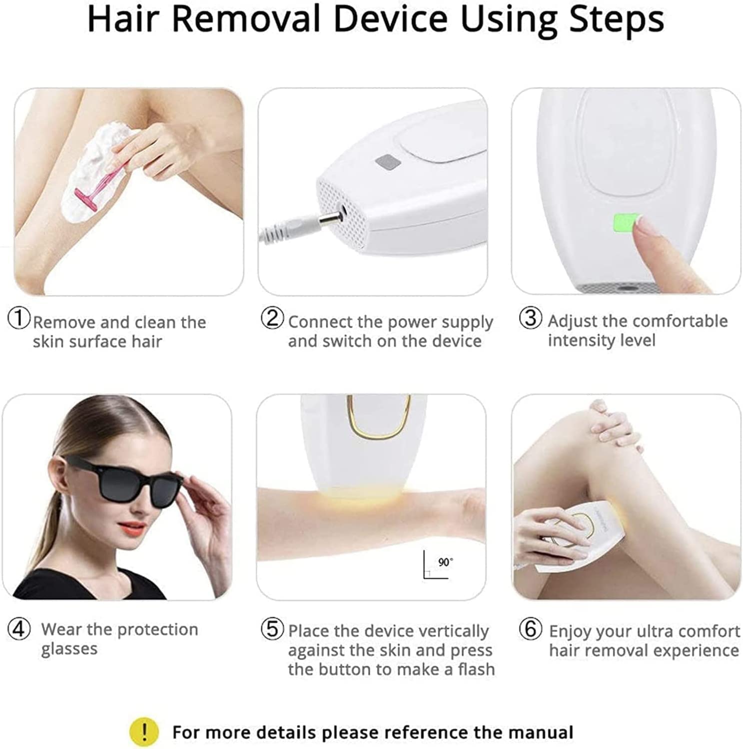 Combiné d'épilation laser à domicile 5minskin, épilation laser 5minskin, appareils d'épilation légère, appareils d'épilation laser pour les femmes et les hommes (Noir)