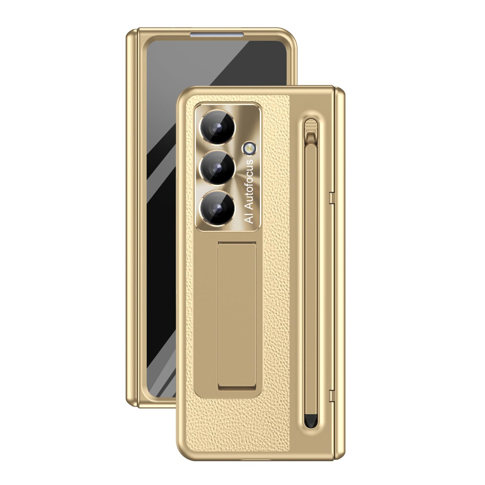 Funda de cuero premium para Samsung Galaxy Z Fold 8 Ultra dorada estilo exclusivo