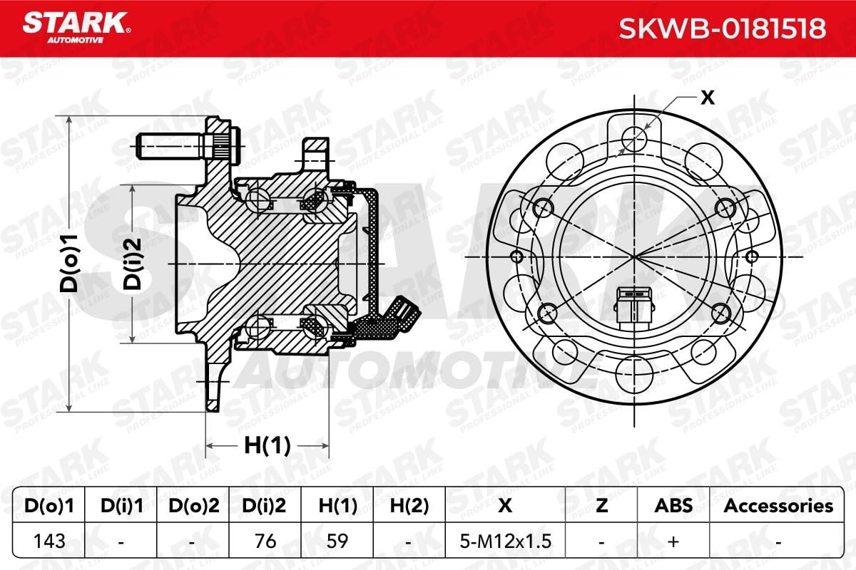 STARK SKWB-0181518 Kit cuscinetto ruota Posteriore con sensore ABS integrato Compatibilità con HYUNDAI Tucson TL, TLE