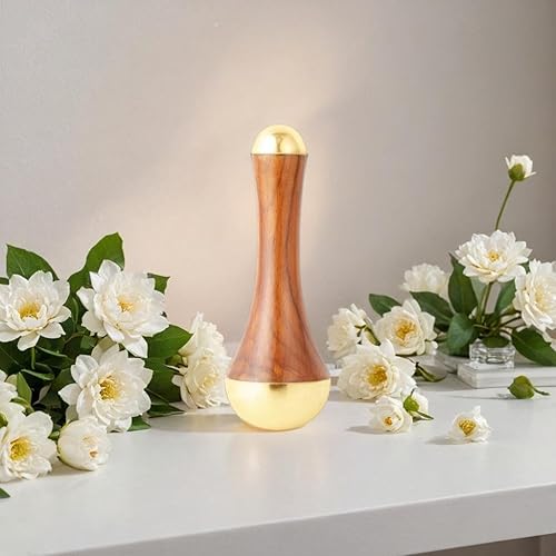 Miniatura 2 de WITSOUL Kansa - Masajeador facial y de pies, diseño único, masajeador 2 en 1, dos tamaños diferentes de tazas Kansa con mango de madera de teca