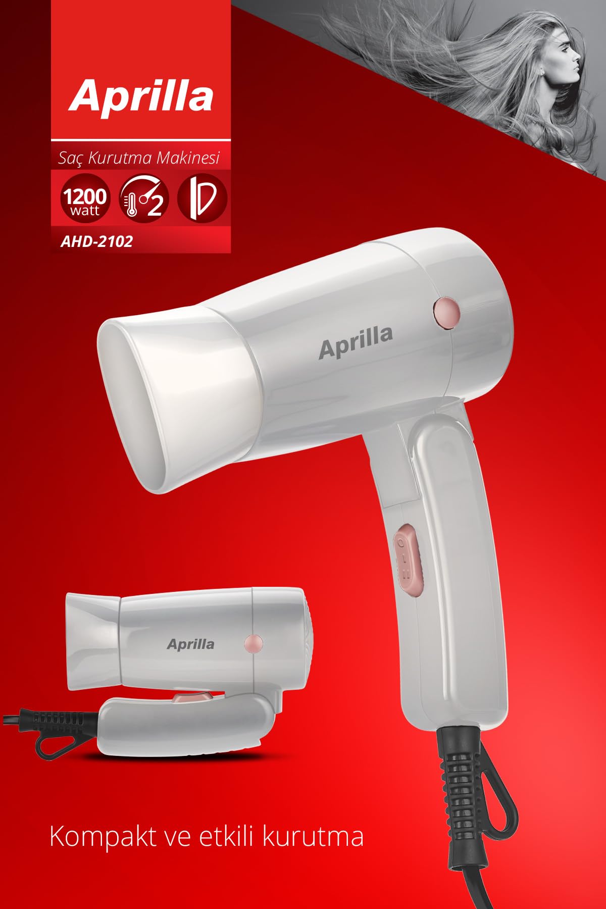 aprilia AHD 2102 Katlanabilir Fön Saç Kurutma Makinesi