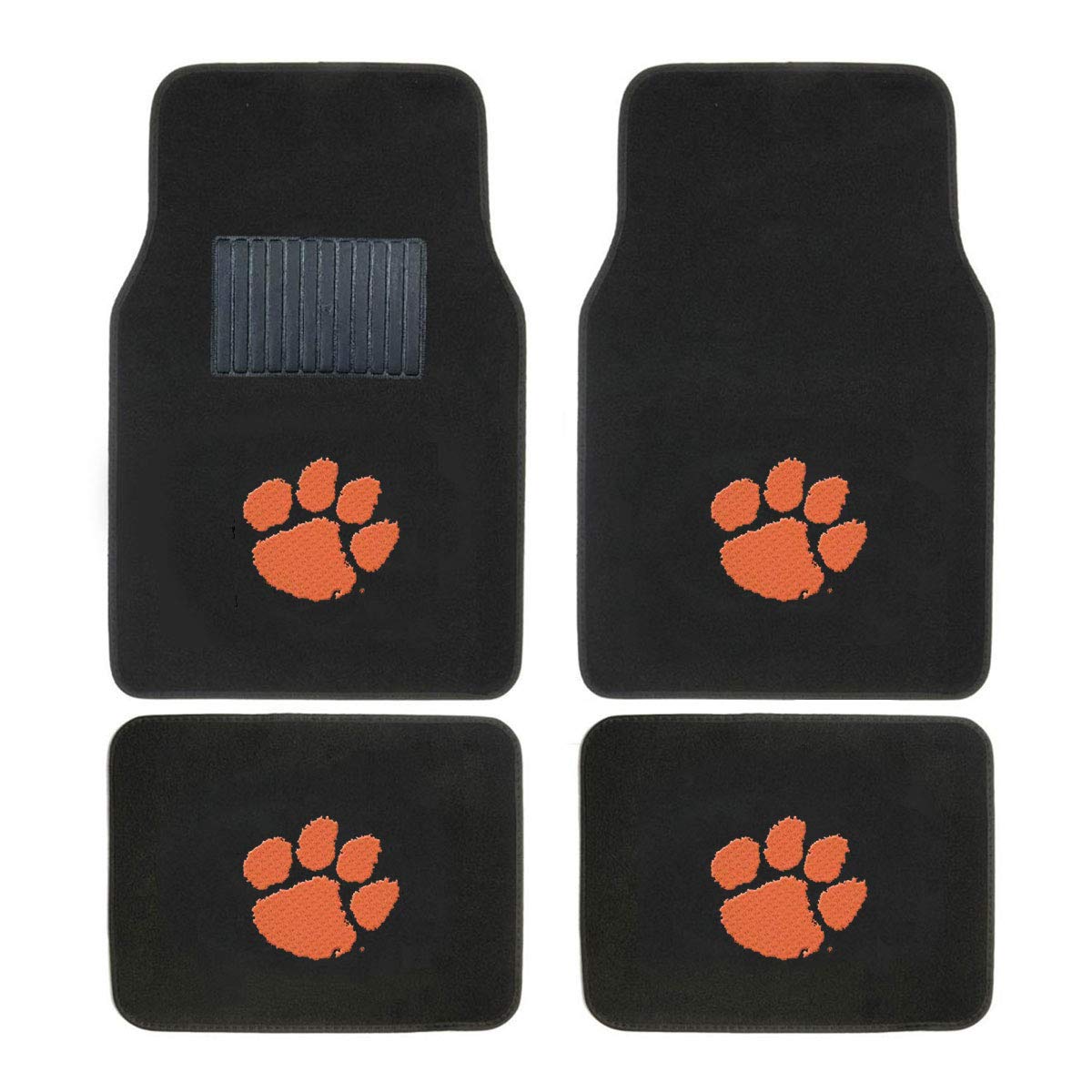 AAC NCAA Carpet Floor Mats Bundle with License Plates and Sunshade for Clemson Tigers Fans Officially Licensed(7 Items)