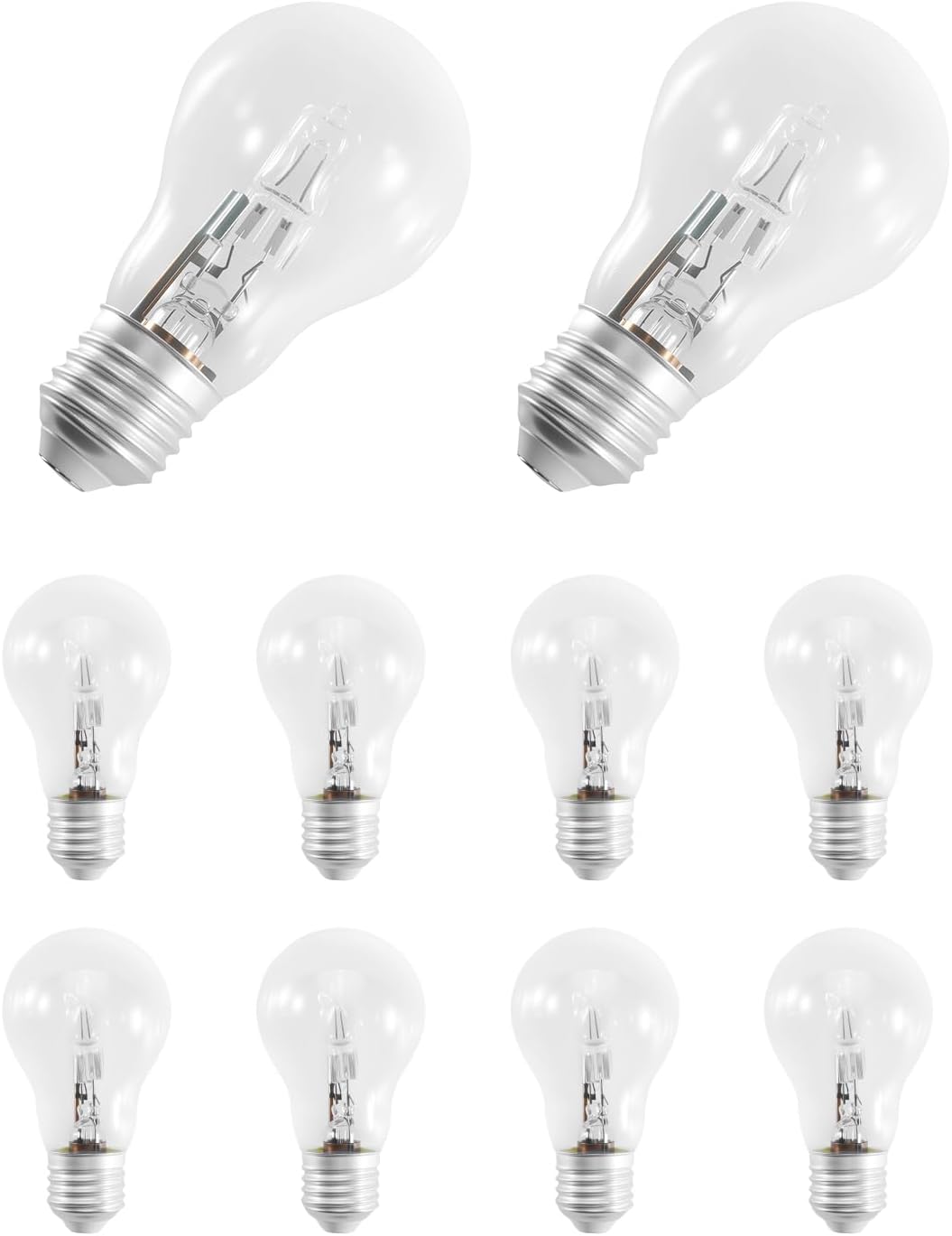 A55 E27 Halogen Bulb 10 Pack 220V 2700K 96 * 55mm Clear Glass Lamps Fit for Use in Home or Shops and Offices