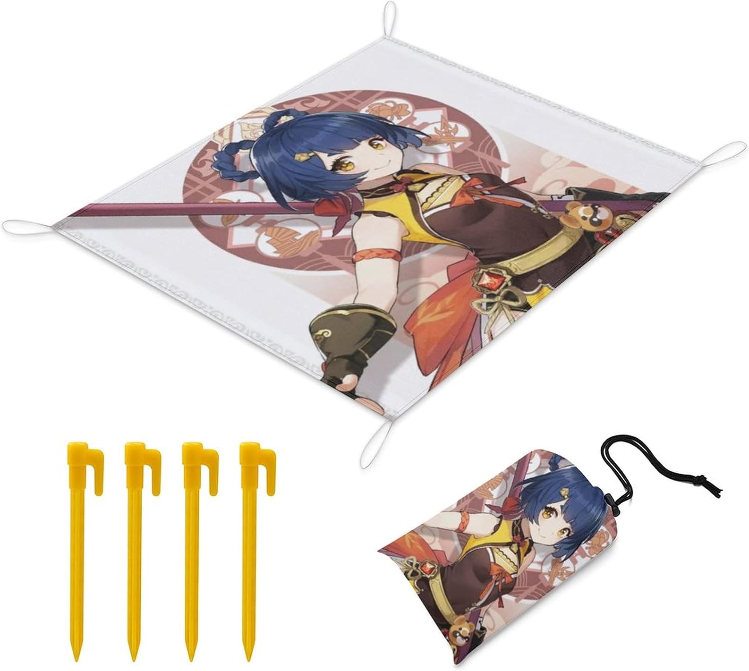Genshin Impact ハラ胆玉ピクニックマット 嵩高い オリタタミ ピクニックシート-sheet カワイイ 人格 今めかしい キャンプマ
