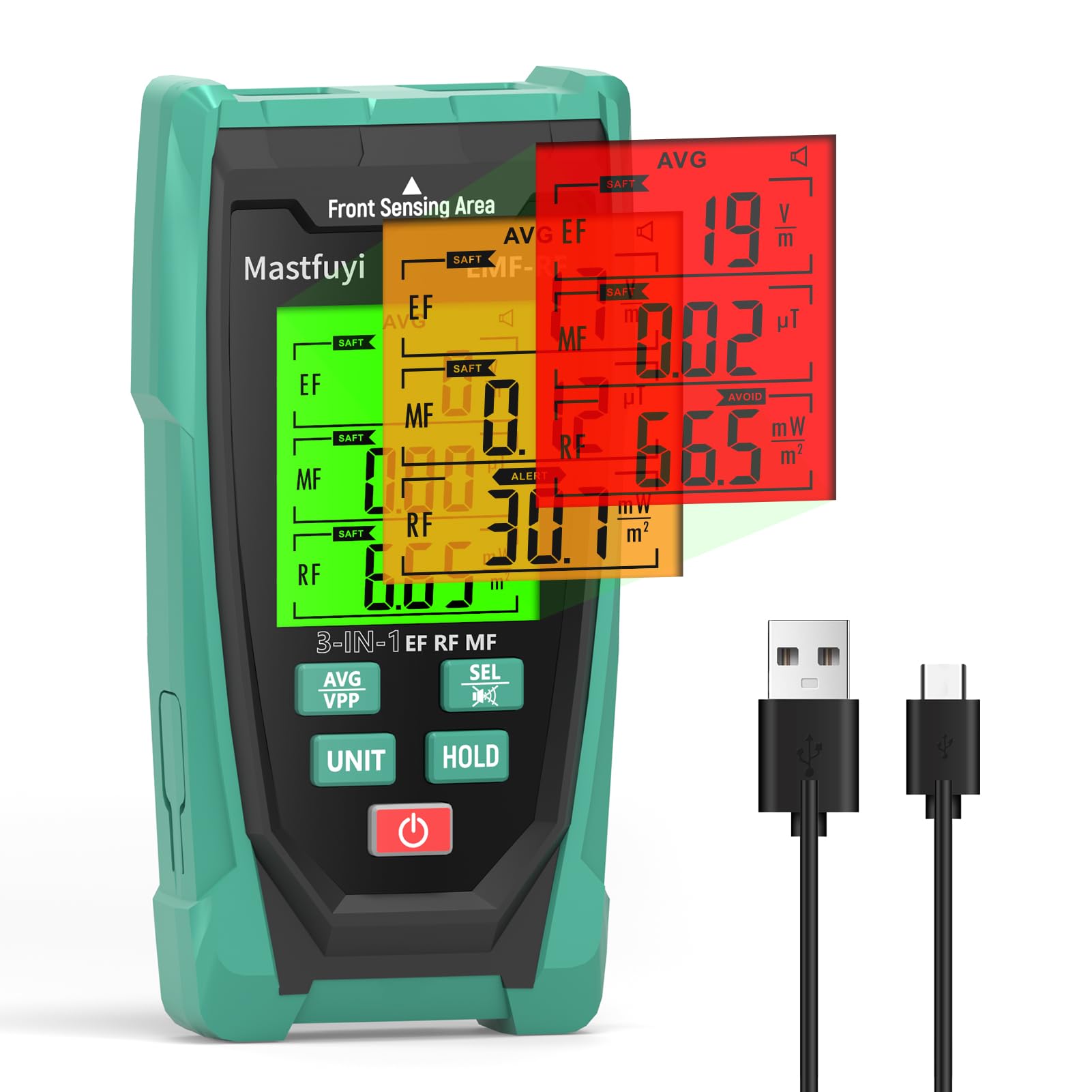Miernik EMF, 3 w 1 elektromagnetyczne promieniowanie pola do EF/MF/RF