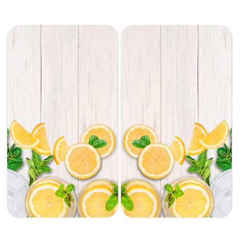 WENKO Protection Plaque de Cuisson Citrons en Verre trempé | pour Toute Plaque | Couvre Plaque de Cuisson, Planche à découper, Extension Plan de Travail |...
