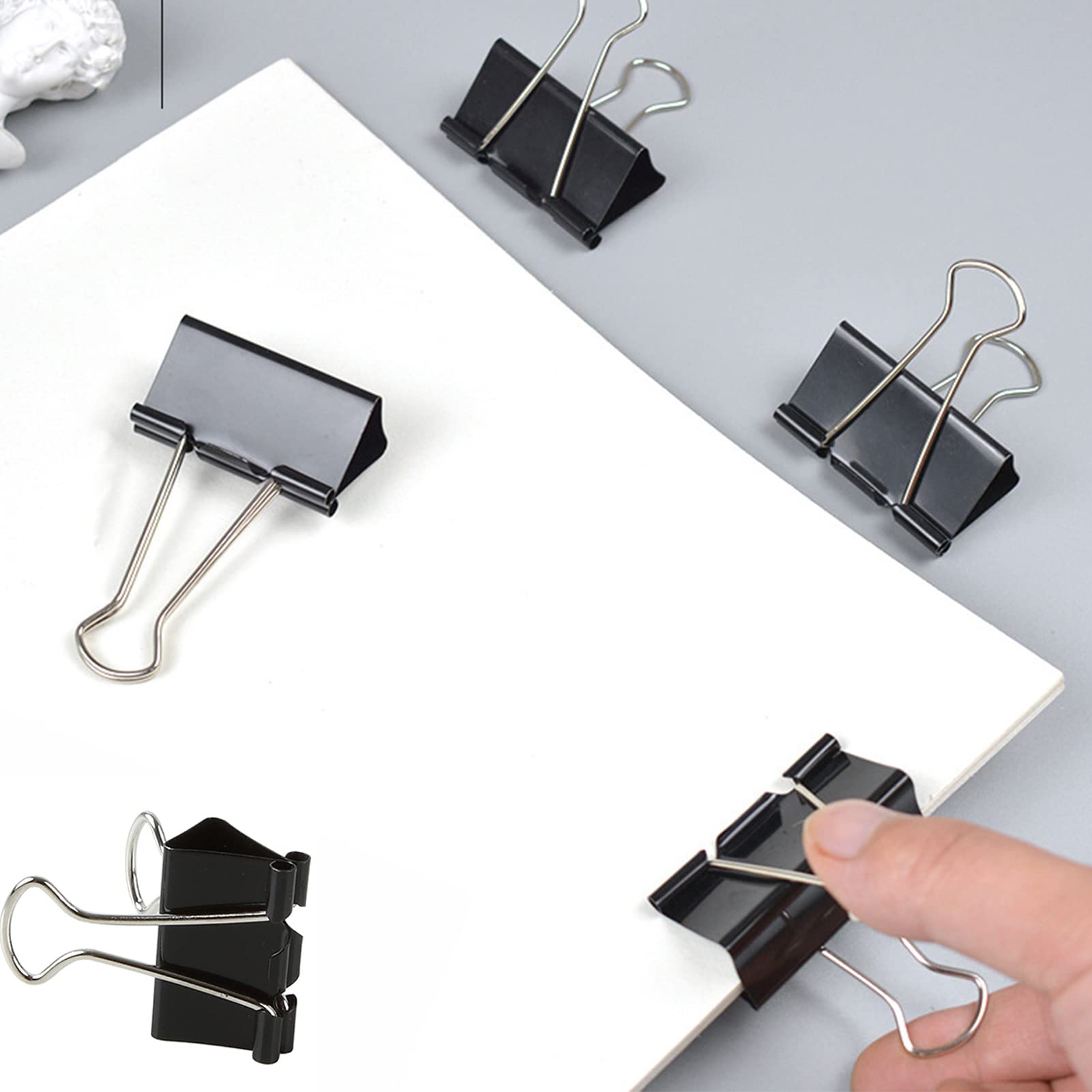 Clip per raccoglitori medie, 4,1 cm (confezione da 60), clip per raccoglitori grandi, morsetti per carta medi per ufficio e casa, nero