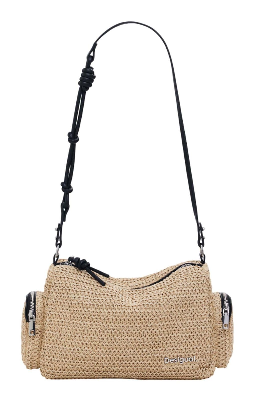 Desigual Women's Bag_Half Logo Raffia HA, White, 26.5