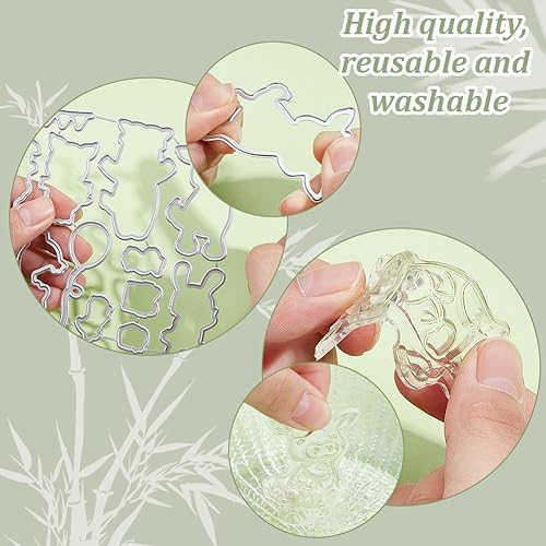 Miniatura 3 de INFUNLY Juego de sellos y troqueles transparentes de animales de granja, ganado, conejo, sellos de silicona transparente, forma de animal, troqueles