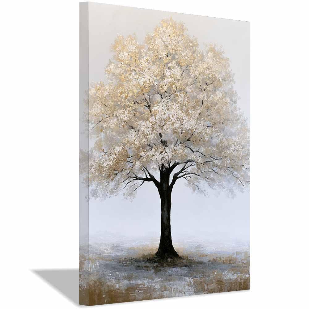 HOQIU Tree Wall Art Glowing Starry Butterflyss Tree artwork, home canvas prints, for Bathroom Living Room Bedroom(Multicolor)-60x80cm Framed