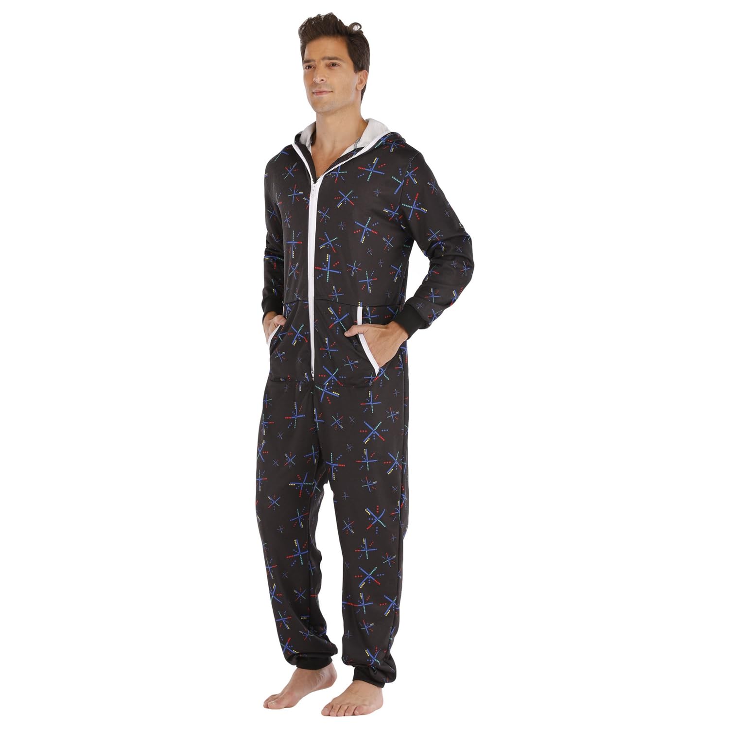 Piżama Onesie Męska Miękka Miękka Wygodne Kombinezon, Jednoczęściowa Piżama
