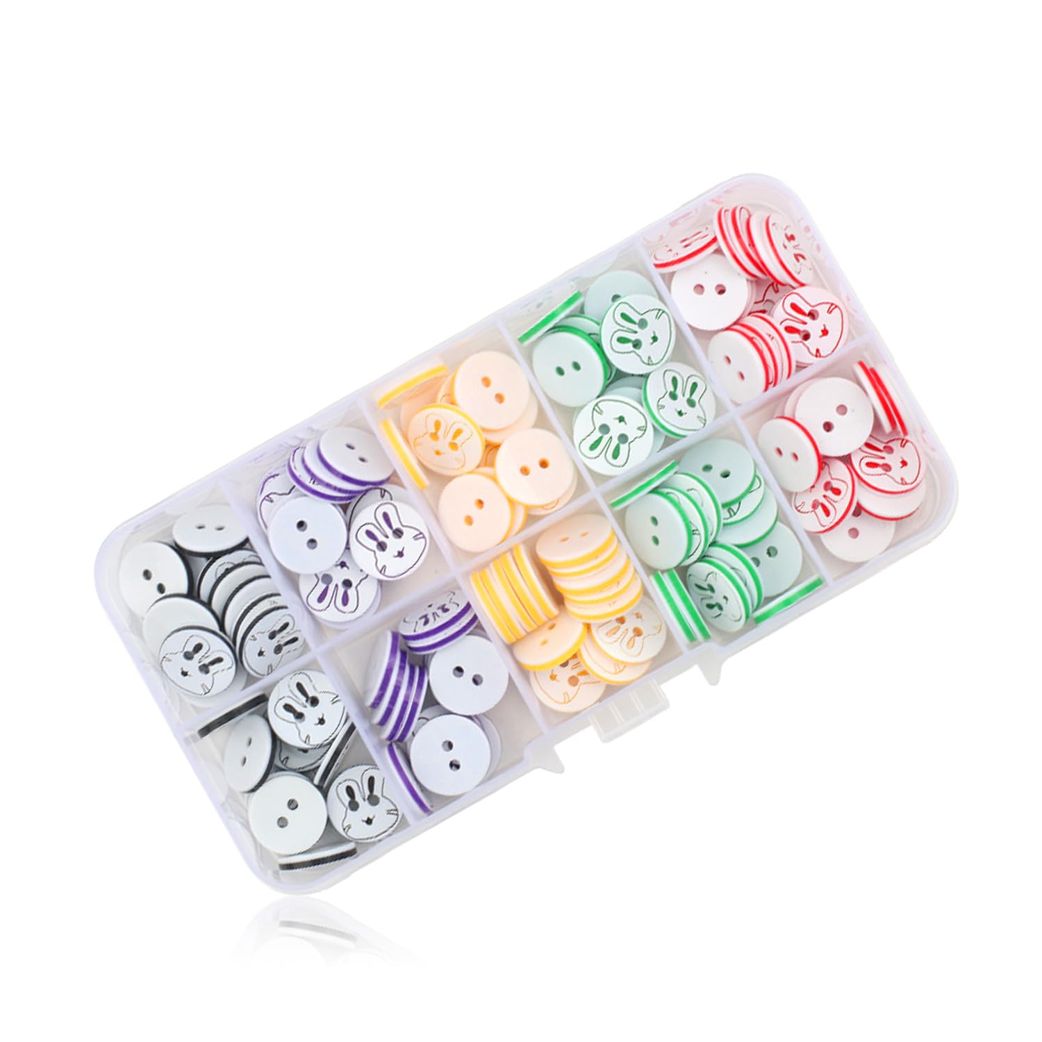 Rumyve 150pcs Colored Resin Button,2 Hole Rabbit Pattern Baby Button Knitted Cute Round Sewing Button DIY Sewing Craft Decoration