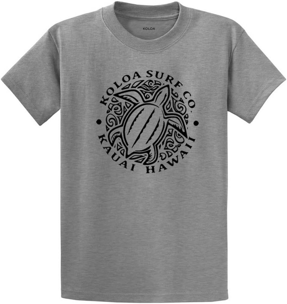 Koloa Surf Honu Hawaiian Turtle Front Logo Heavyweight Cotton T-Shirts X-Large Athletic Heather - Black Logo