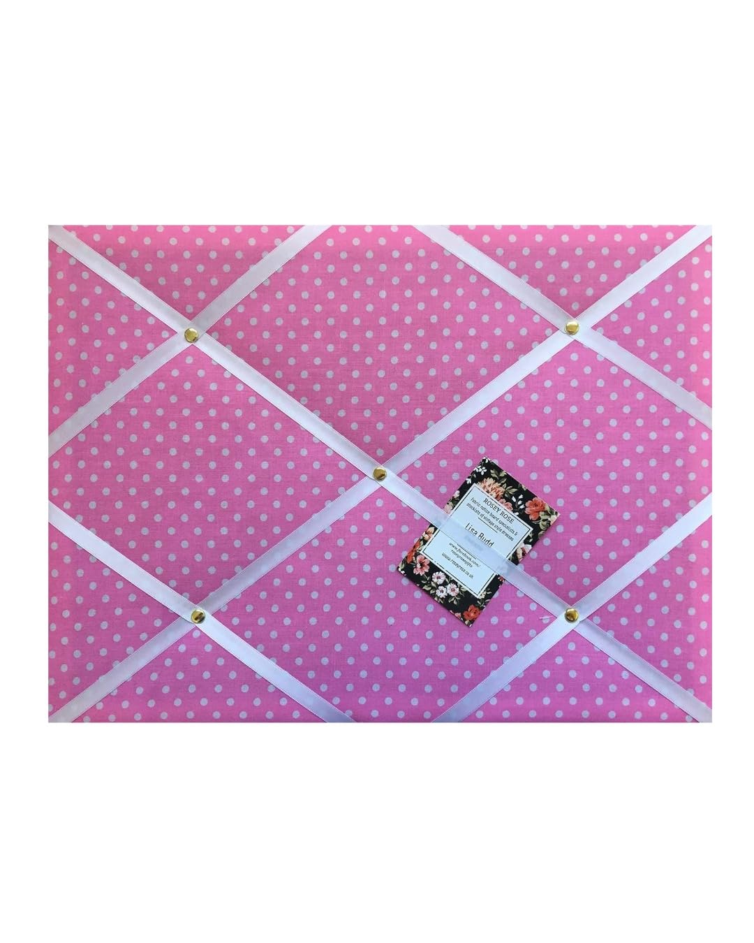 Custom Handmade Bespoke Fabric Pin/Memo/Notice/Photo Cork Memo Board With Pink & White Polka Dot Fabric With Your Choice of Sizes & Ribbons