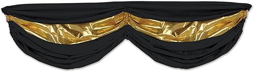 Beistle Paquete de 1 banderín de tela, 5 pies y 10 pulgadas, negro y dorado