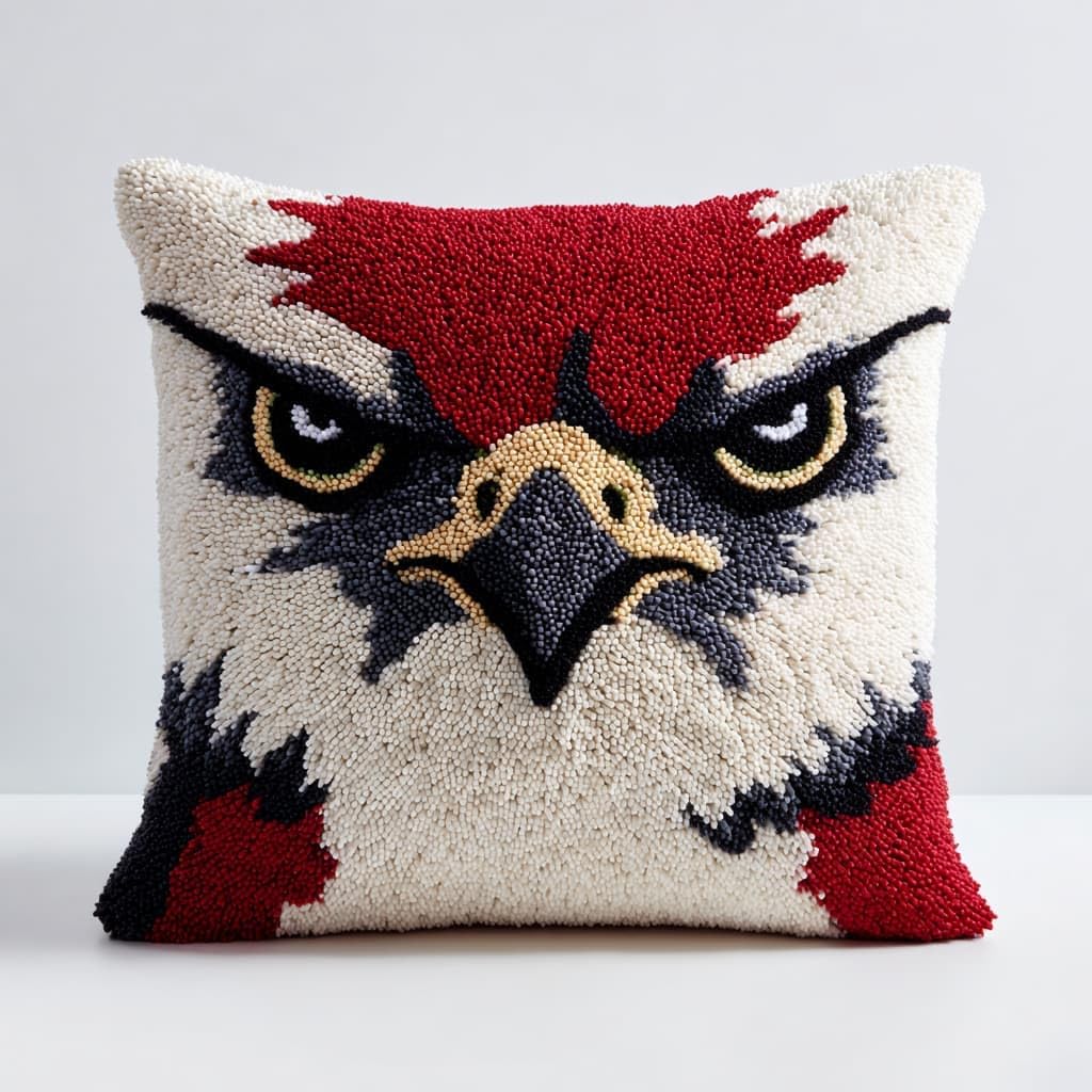 Taxpy Latch Hook Cushion Kits, Animal Eagle Pillow Case Rug Cover Beginner DIY Needlework Embroidery Kits Handmade Set 43 * 43cm