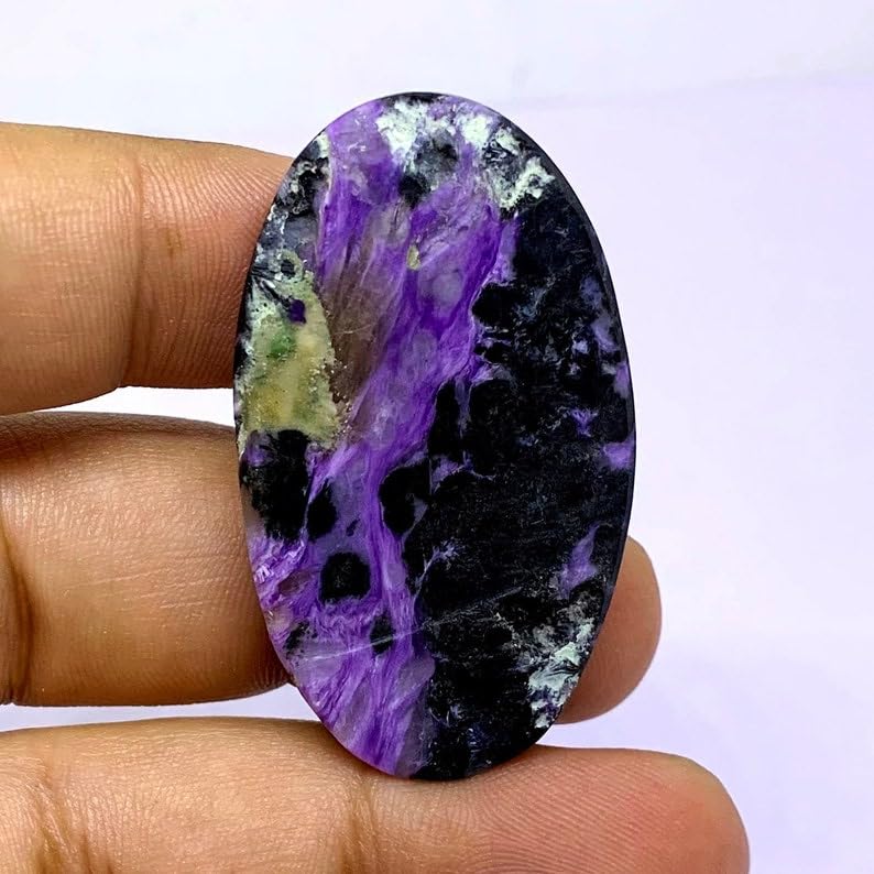 Charoite naturelle cabochon 44x25mm pour création de bijoux de lithothérapie