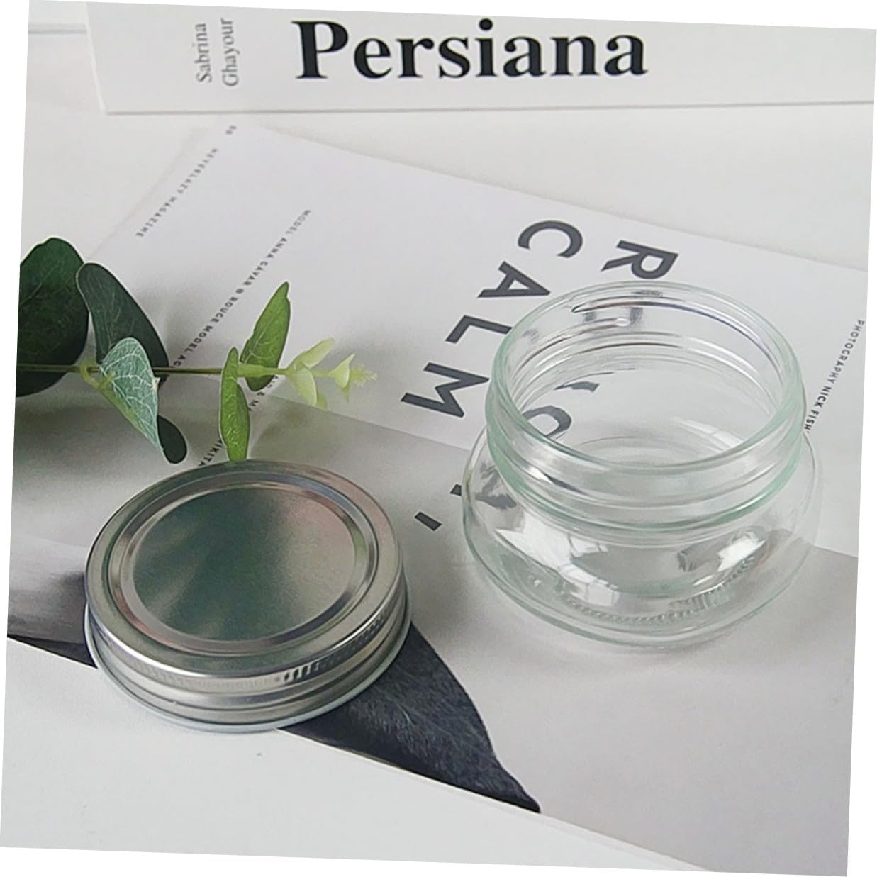 Healifty 4pcs 150ml Glass Candy Jar with Aluminum Lid Flat round Christmas Candy Storage Container Compact DIY Storage for Holiday Party