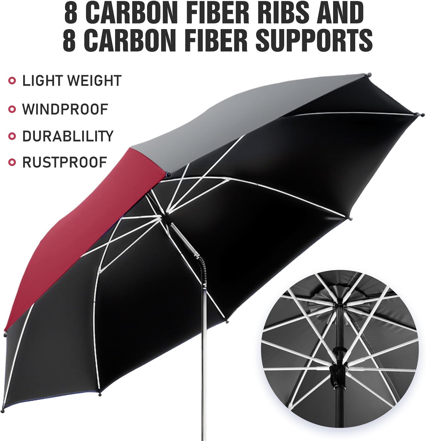 2 Pack Beach Umbrella with 360 Universal Clamp, UPF50+ Umbrella Outdoor Patio Sun Protection for Chairs, Beach &Patio Use (Not Include Chair)