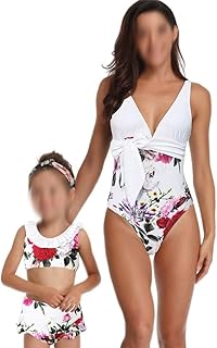 Biquíni de maiô mãe e filha biquíni com decote em V profundo para mamãe biquínis de maiô mãe e filha (cor: preto, tamanho: mãe extra grande) (branco infantil 128)