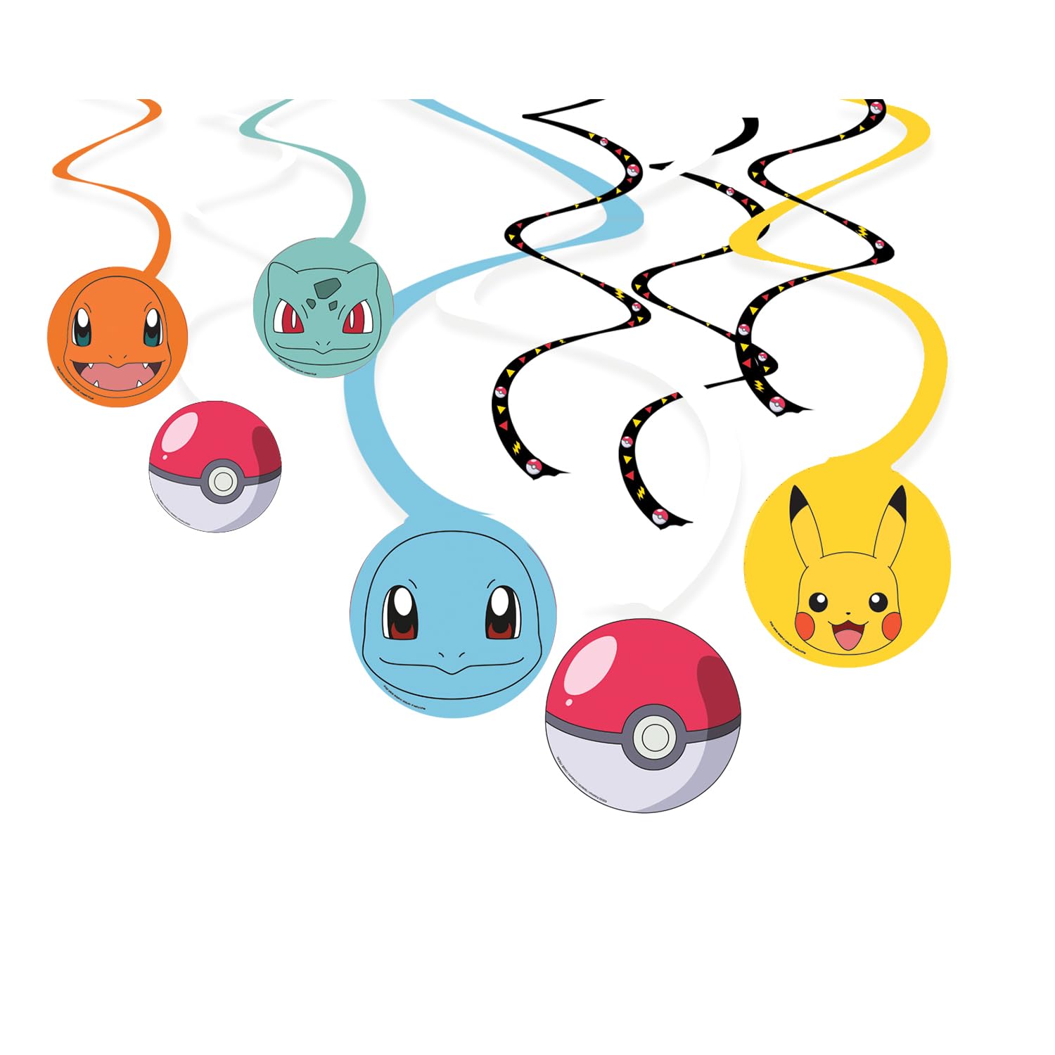 Amscan Decorazioni a spirale da appendere per feste di compleanno dei bambini, motivo: Pokémon, 9917110, confezione da 6