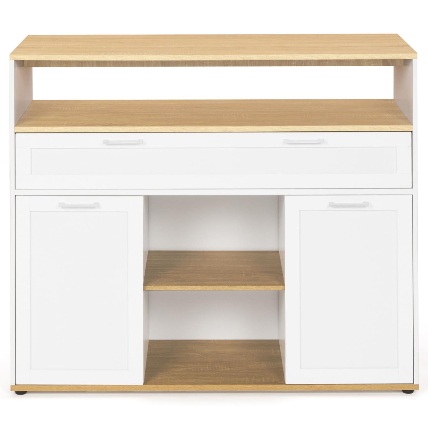 IDMarket - Meuble de Bar Extensible en Table à Manger 2 Personnes VITO Blanc et Plateau Bois