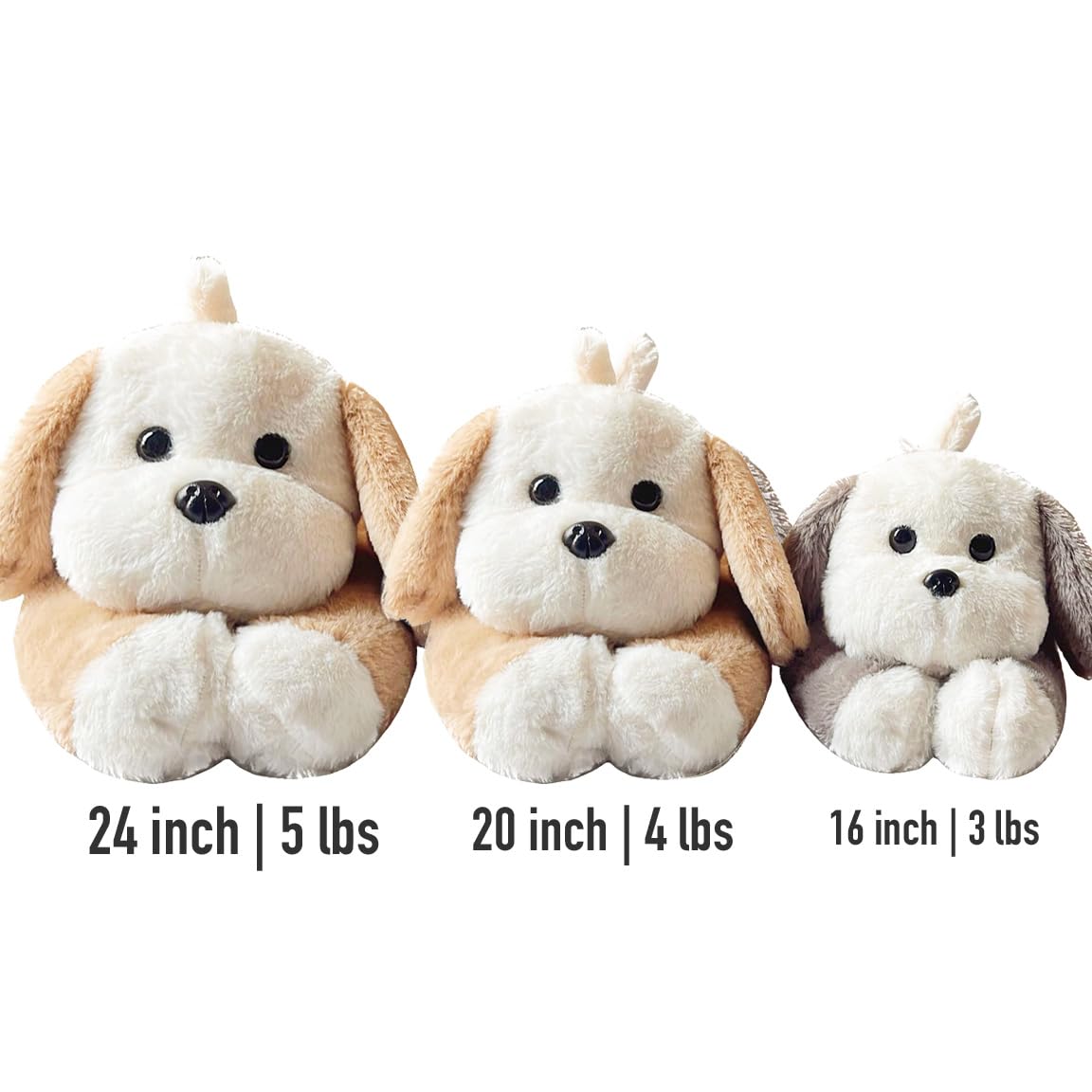 uoozii 24" | 5 Pounds Brown Dog Weighted Stuffed Animals - Cute Large Weighted Plush Toy Comfort Big Weighted Throw Pillow Gifts for Kids & Adults (24" | 5 lbs, Brown Dog)