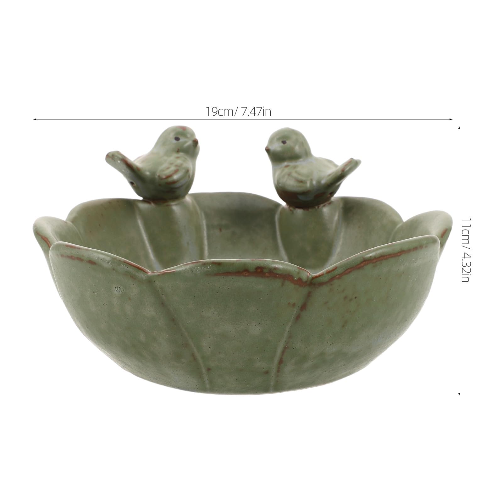 Baño de cerámica para pájaros, para Exteriores, sobre el Suelo - Bandeja de alimentación - Cuenco Decorativo para pájaros, Bebedero para Ardillas, Conejos y Abejas (sin Agujeros)