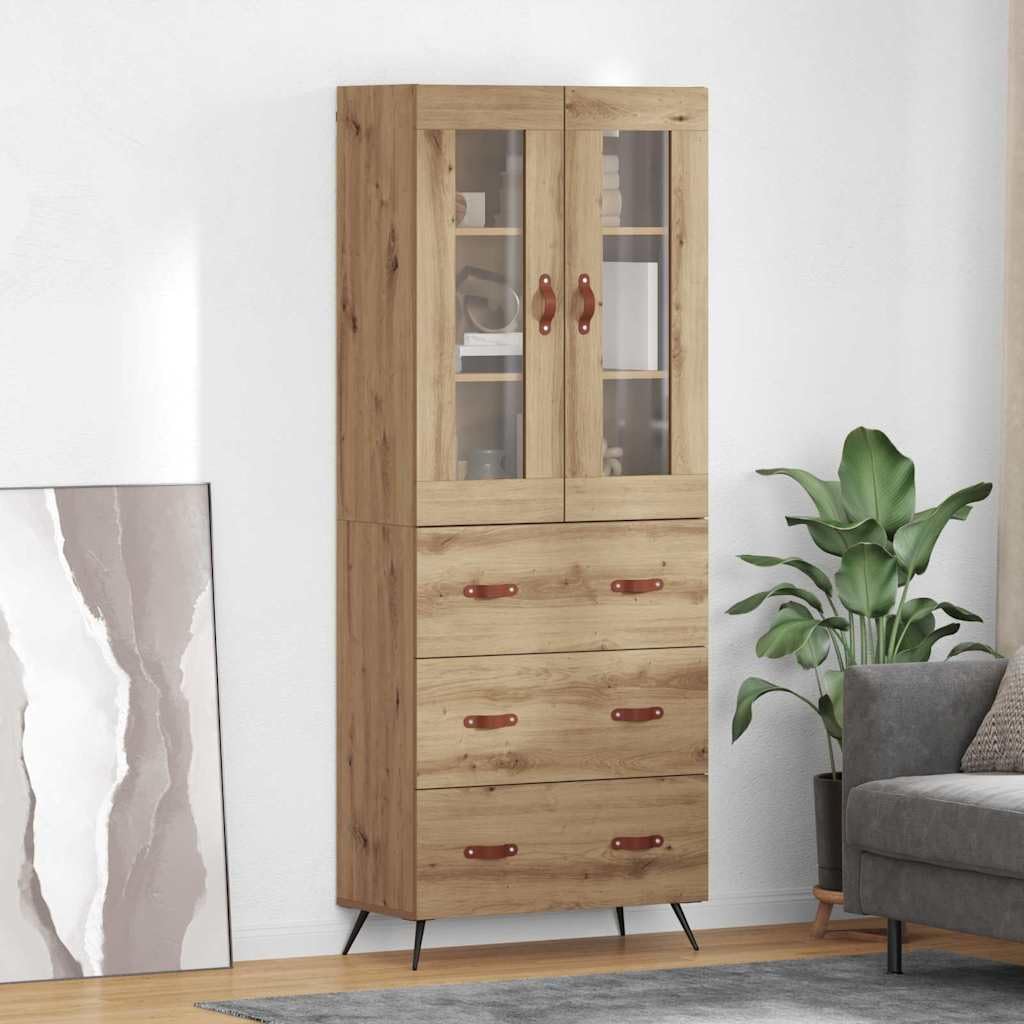 Meuble de rangement chêne artisanal 2 pièces pour salon et cuisine