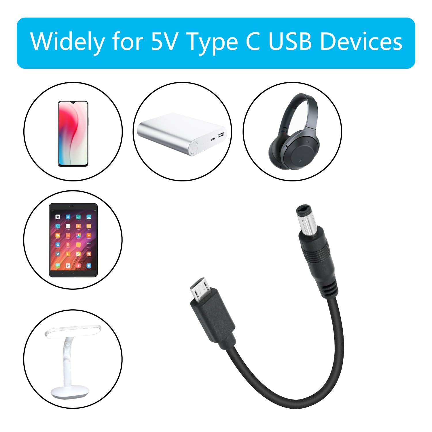 Amazon.co.jp: ショートDC 5.5mm x 2.1mm - Micro USB電源コード4個