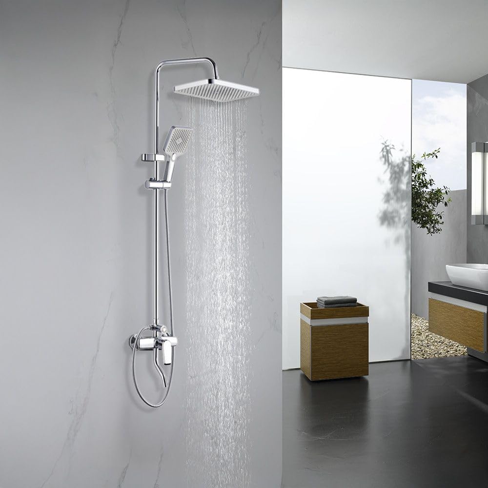 Milano Kobe Rain Shower With Complete Shower Set (Square) - Chrome