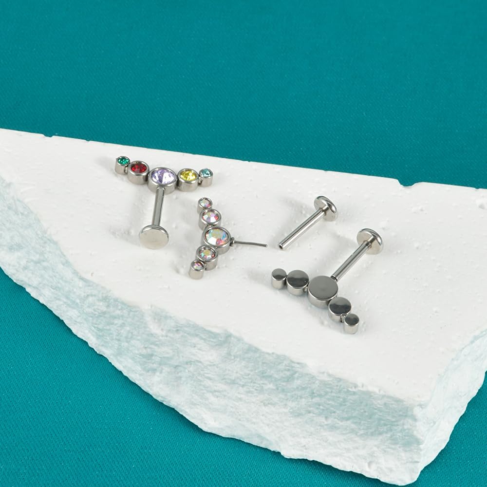 1PC Surgical Steel Threadless Cz Crescent Helix Piercing Five Opal Cartilage Earrings Piercing Jewelry