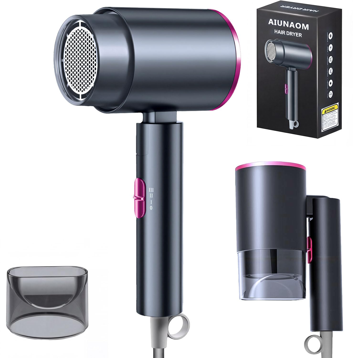 AIUNAOM Föhn Reisefön Klappbar,2000W Schnelltrocknender Haartrockner, Professionelle Reisefön mit Heiß- und Kalttasten,Klappbar Haartrockner für Zuhause und Salon