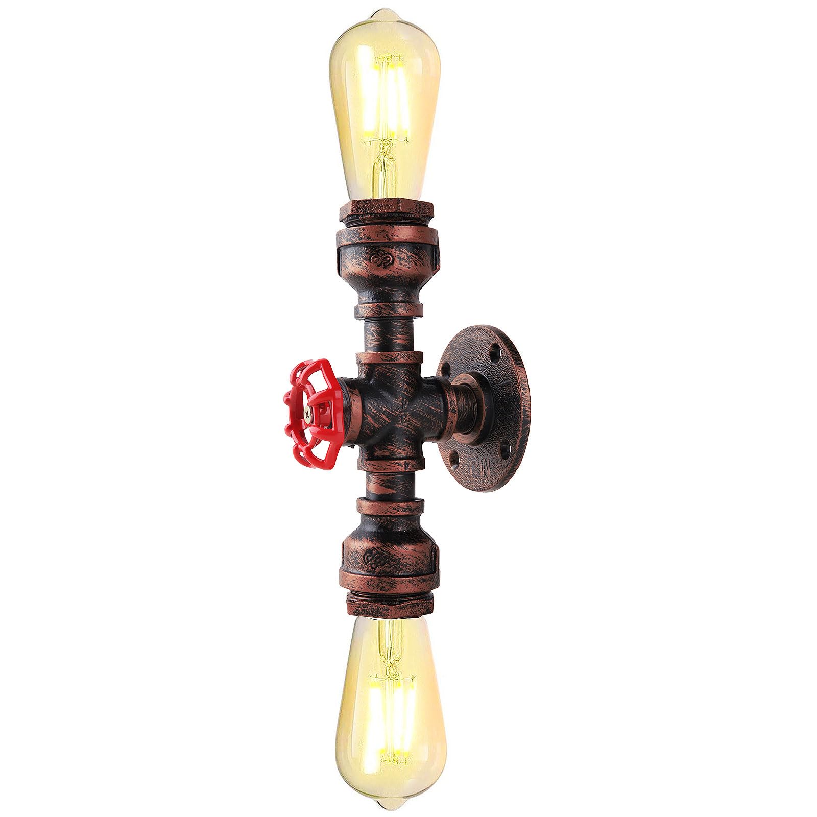 KAWELL Creativo Tubería de Agua Aplique de Pared Vintage Industrial Lámpara de Pared Retro Hierro E27 60W Max para Dormitorio Restaurante Cafe Pasillo Escaleras Cocina Bar