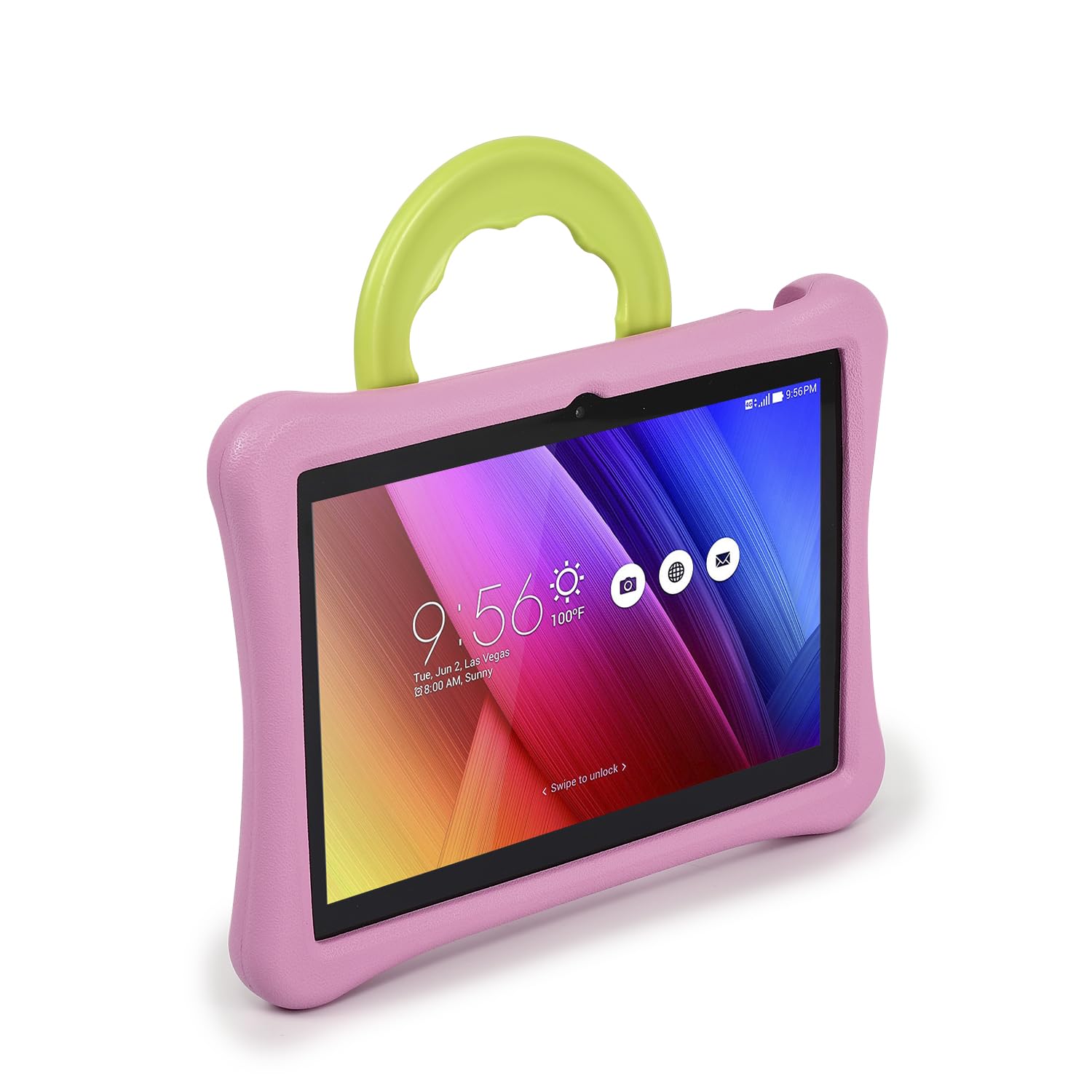 DAM Tablet dla dzieci WiFi - system Android 12 z IWAWA. Wyświetlacz 10'' 1280 x 800 pikseli Allwinner A133, Arm Cortex™-A53 Quad-Core, 1,7 GHz, 4 GB RAM + 64 GB GB Dual Camera, Silikonowa obudowa.