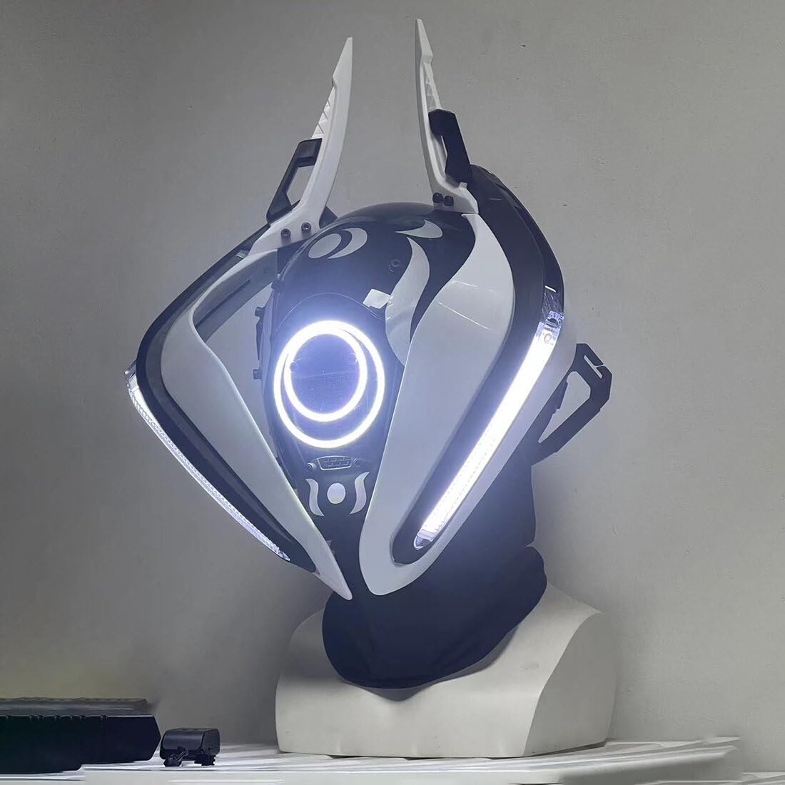 OYDL Cosplay Helmet for Men, Futuristic Tech Punk Mask with LED Light for Cyberpunk Cosplay: Type a