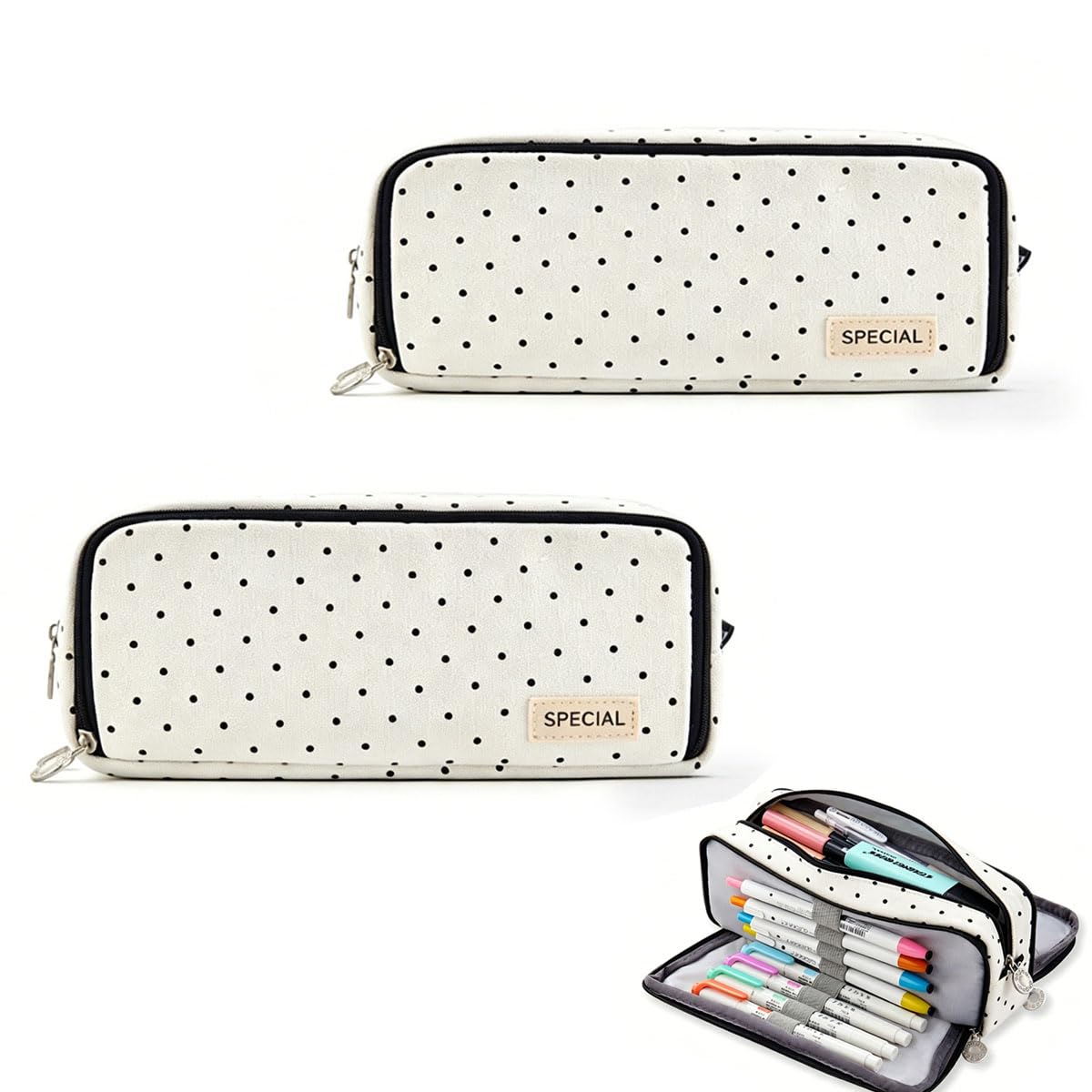 Polka Dot Pencil Case,Pencil Case for Girl,Cute Pencil Bag (2PCS)