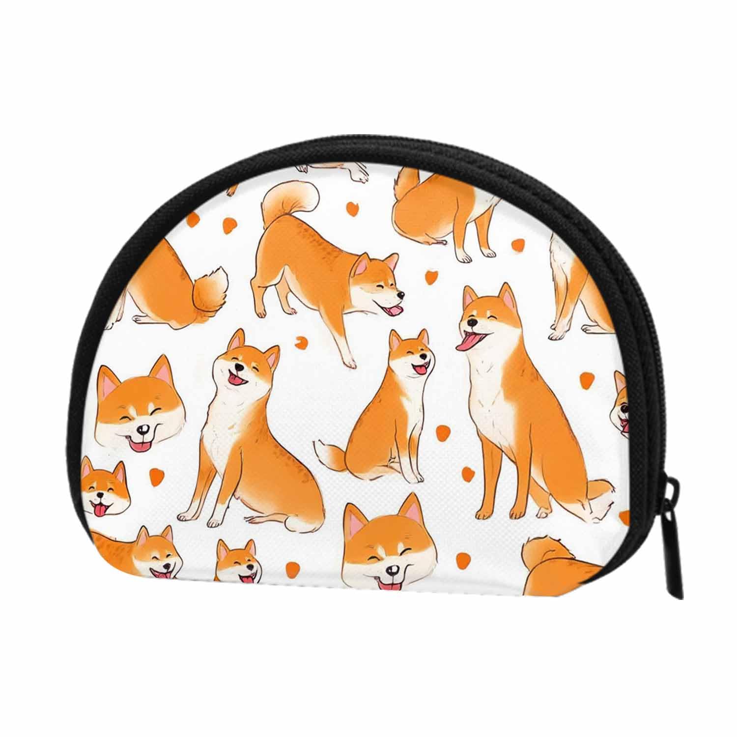 IBILIU Small Coin Purse Shiba Inu Pattern Dog Poses Funny Cartoon Puppy Mini Wallet Coin Pouch Change Purse For Women Men