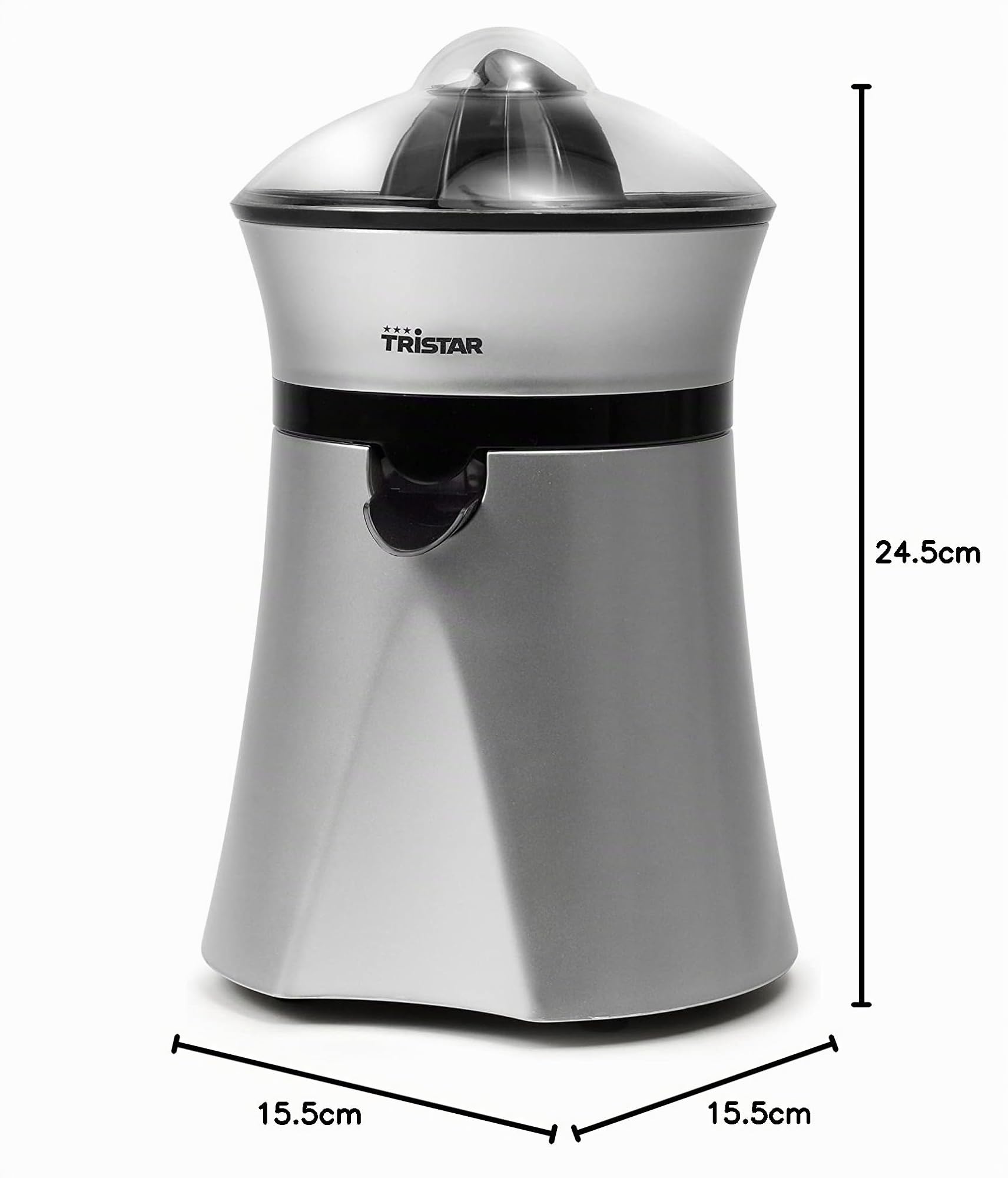 Tristar Spremiagrumi Elettrico CP-2262, Coperchio trasparente incluso, 2 coni per agrumi grandi e piccoli