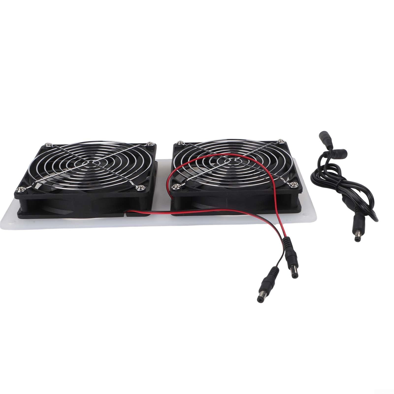 30W Set di ventole solari con 2 ventole impermeabili IPX7, doppia griglia di protezione per pollaio, serre e fienili, nero