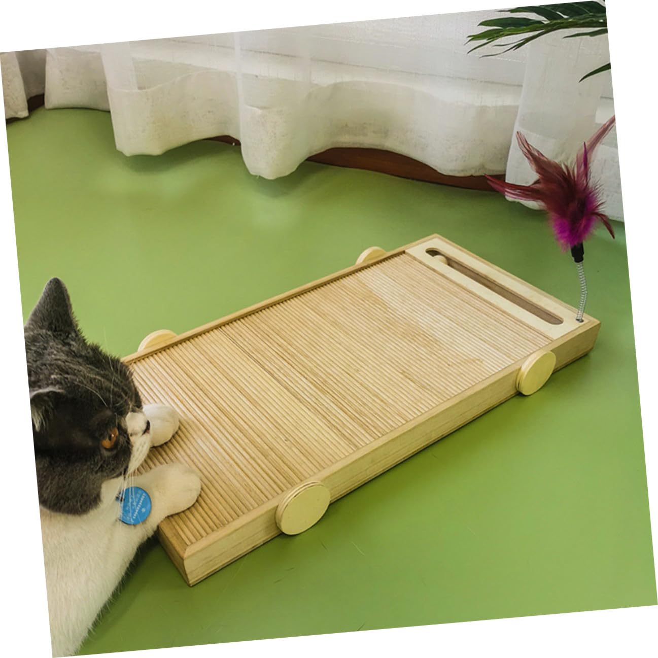 ERINGOGO Tiragraffi per Gatti in Legno Resistente e Multiuso, Tappetino per Graffiatura Durevole Che Protegge Mobili, per Pet Supply e attività del Gatto